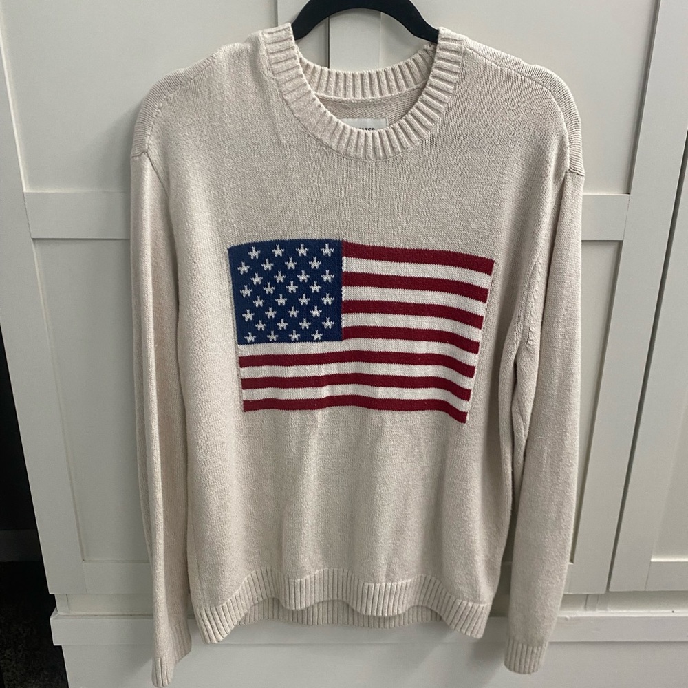 Hollister Cream Sweater with Flag Design